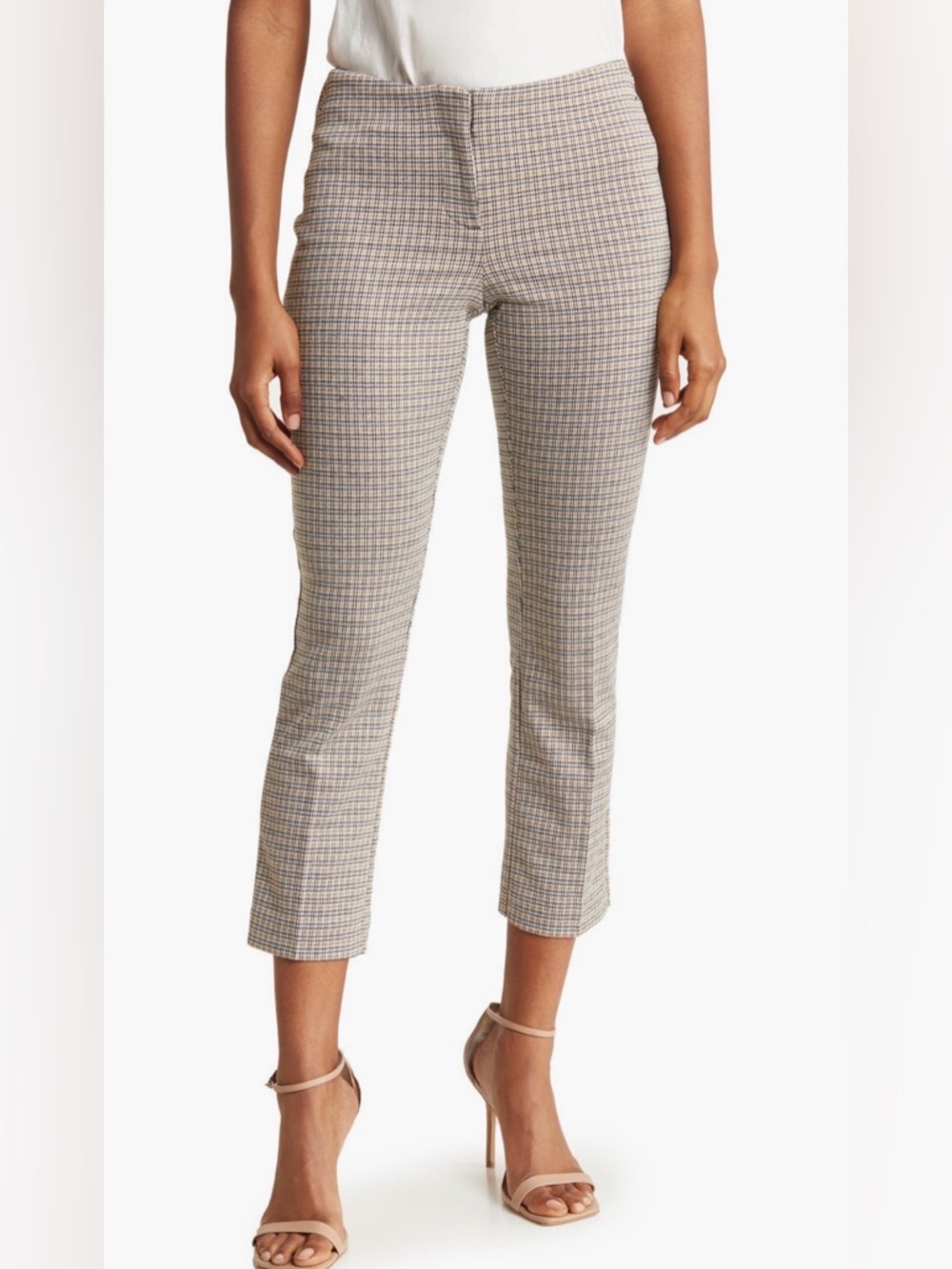 Amanda & Chelsea Houndstooth Ankle Pants Black White Tan Size 12